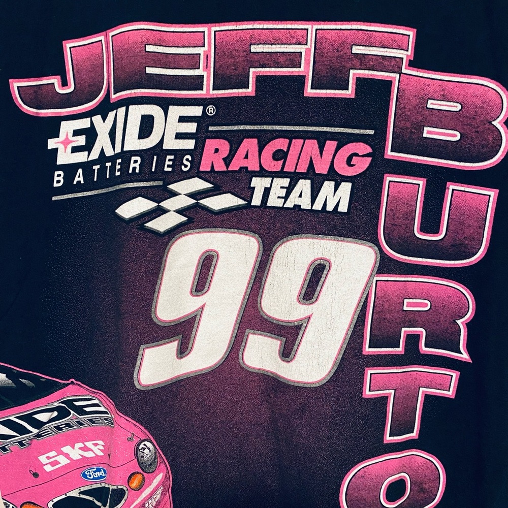 90s Jeff Burton Exide Batteries #99 Wrap Around NASCAR Racing t-shirt XL Vintage